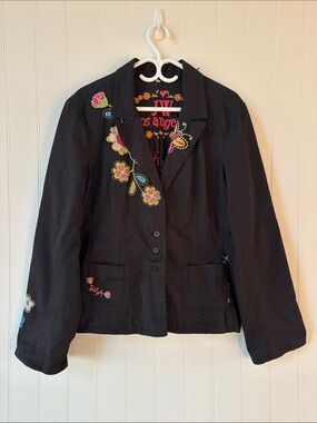 Johnny Was Y2K Embroidered Black Blazer Jacket XL